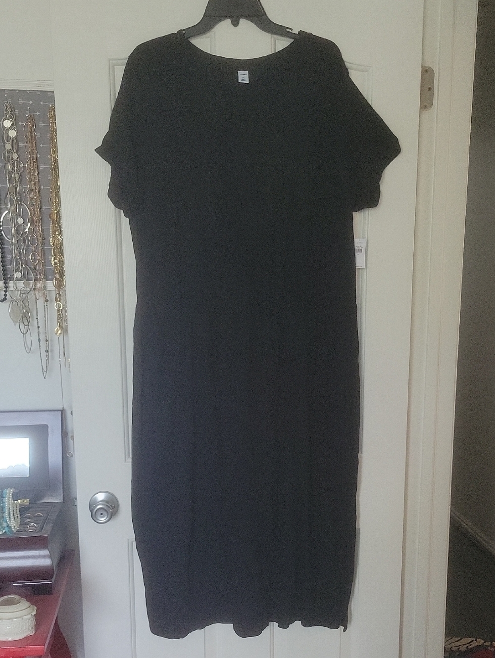 Old Navy Black Midi T-Shirt Dress